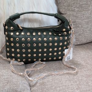 UE Dark Green Shoulder Bag with Gold Studs